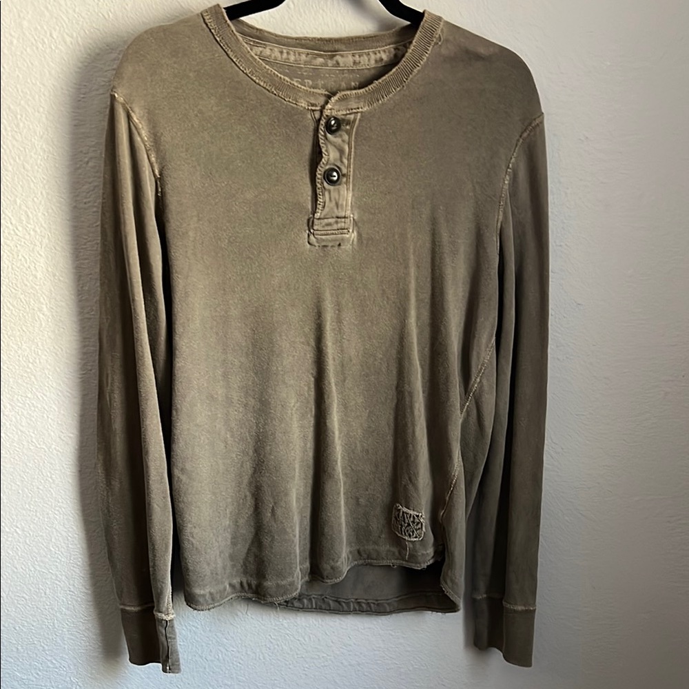Men's Olive Green Henley Shirt
